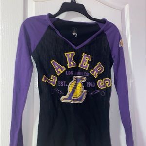 Black and purple LA Lakers long sleeve with lakers logo